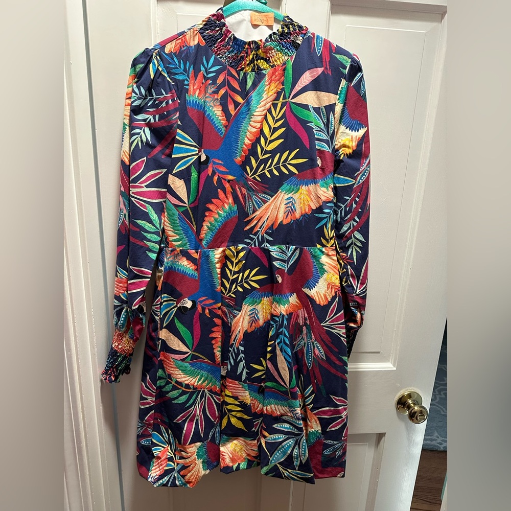Farm Rio floral dress with belt.